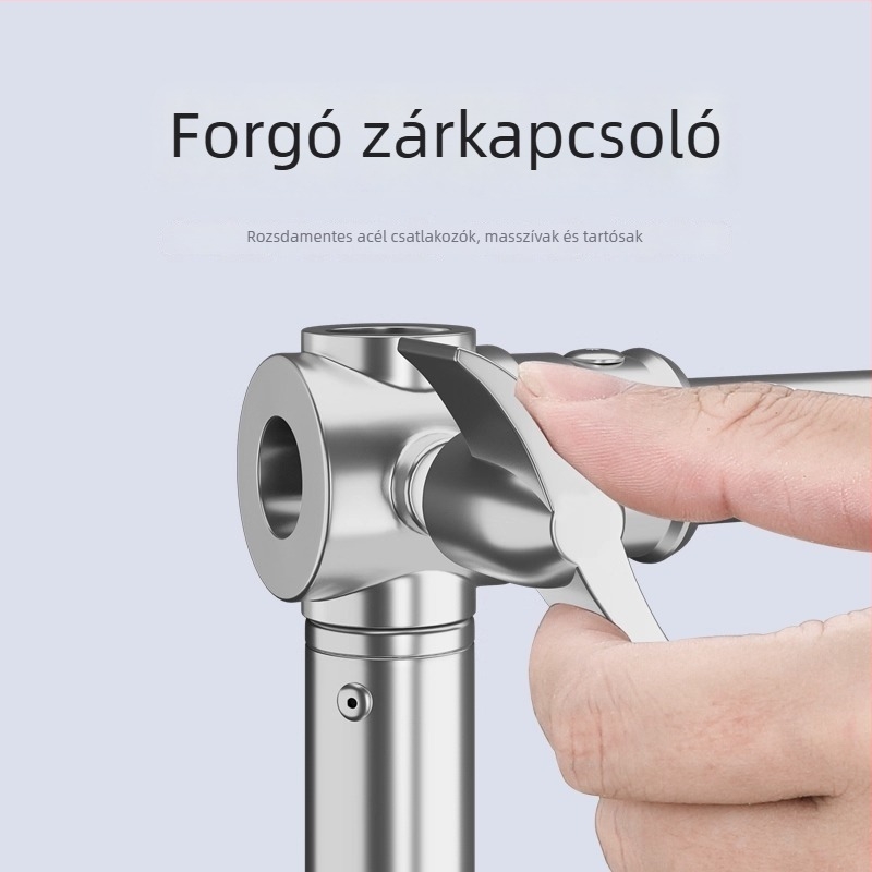 Hátteretartó állvány rozsdamentes acélból, teleszkópos rúddal, vízszintes rúddal és háromlábú alappal