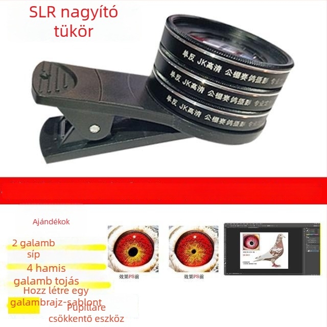 Galamb makro lencse nagyítóval madár szemének fotózásához (univerzális)