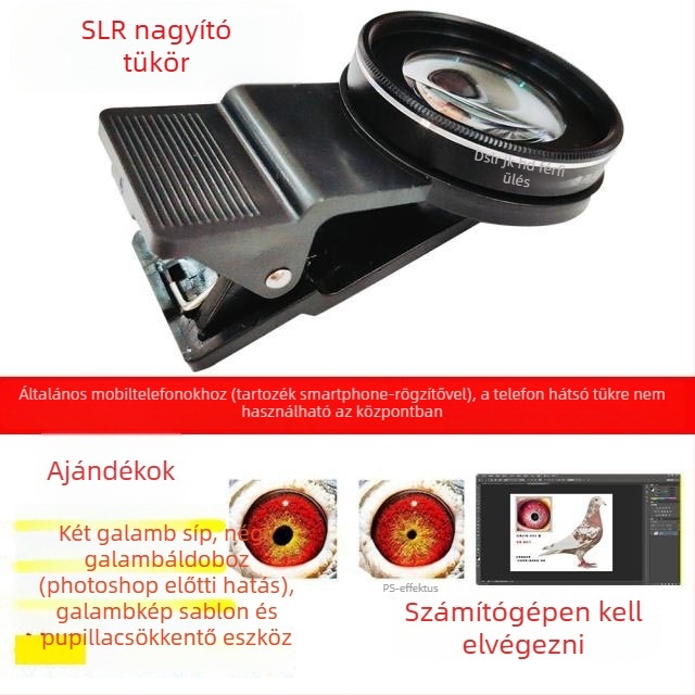Galamb makro lencse nagyítóval madár szemének fotózásához (univerzális)