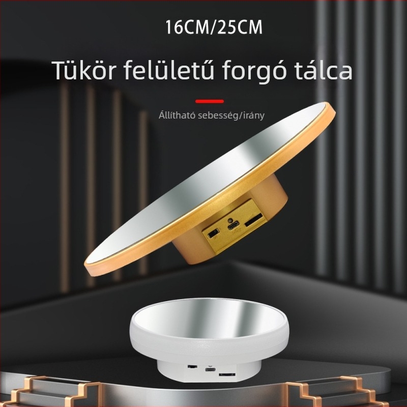 Tükrös forgó kiállítóállvány ékszerekhez, 40 cm, 25 cm modell forgó alap