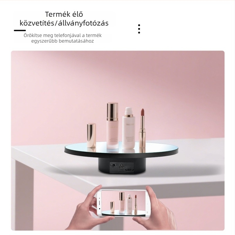 Tükrös forgó kiállítóállvány ékszerekhez, 40 cm, 25 cm modell forgó alap