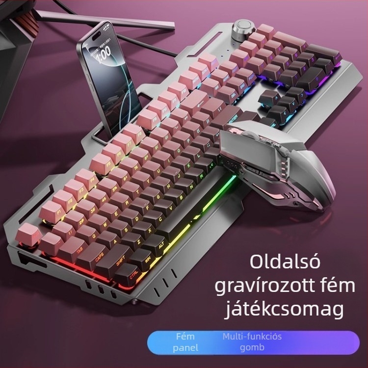 Numerikus billentyűzettel ellátott billentyűzet- és egérkészlet, USB-kábeles, ergonómikus, 1,5 m kábel, tömeg 844 g, e-sportokra