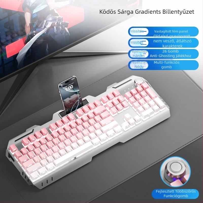Numerikus billentyűzettel ellátott billentyűzet- és egérkészlet, USB-kábeles, ergonómikus, 1,5 m kábel, tömeg 844 g, e-sportokra