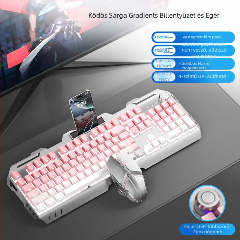 Numerikus billentyűzettel ellátott billentyűzet- és egérkészlet, USB-kábeles, ergonómikus, 1,5 m kábel, tömeg 844 g, e-sportokra