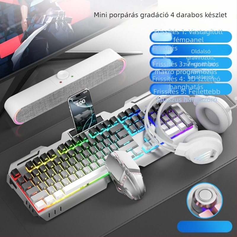 Numerikus billentyűzettel ellátott billentyűzet- és egérkészlet, USB-kábeles, ergonómikus, 1,5 m kábel, tömeg 844 g, e-sportokra