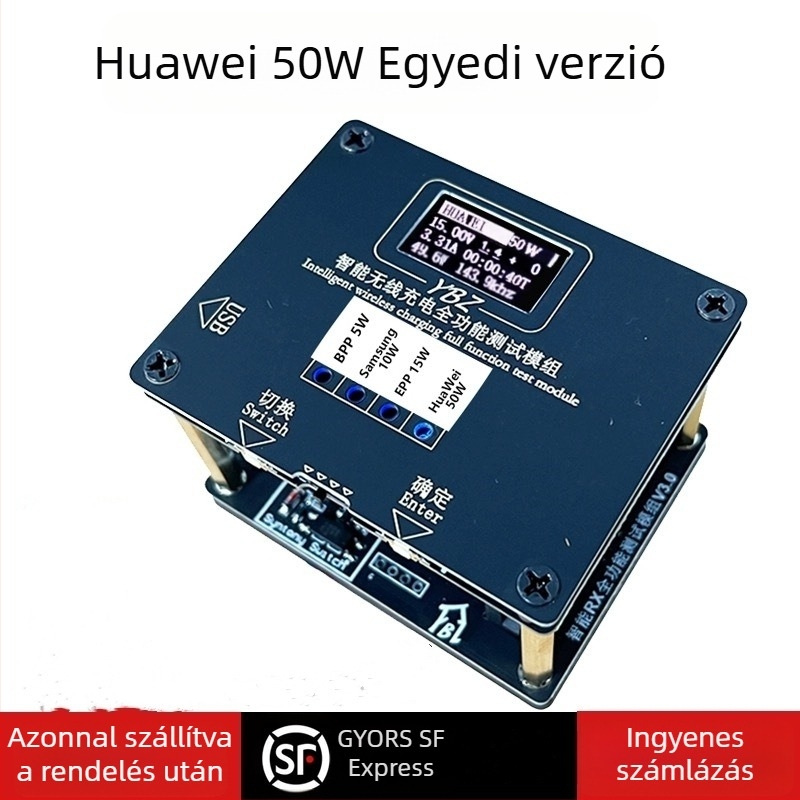 YBZ vezeték nélküli töltés teszter – Qi2.2 protokoll autentikáció, QC3.0 kompatibilitás, 25W maximális kimenet, digitális kijelző, mágneses töltés támogatás