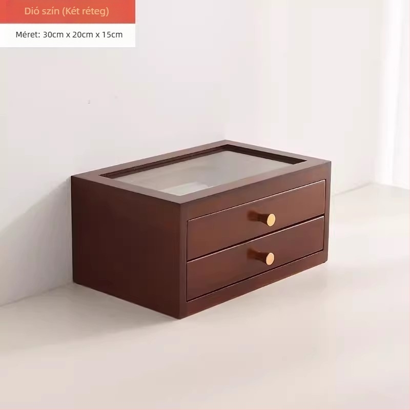 Ékszerdoboz tömör fából, kínai retro stílus, fiókos, több rétegű kialakítás, kemény kivitel