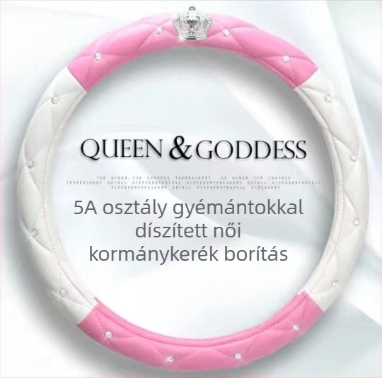 Női autó kormányvédő takaró gyémánt koronás hímzéssel, műbőr, szerelés általános, stílus General/Goddess, egész éves használatra; Jiahang