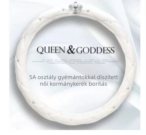 Női autó kormányvédő takaró gyémánt koronás hímzéssel, műbőr, szerelés általános, stílus General/Goddess, egész éves használatra; Jiahang