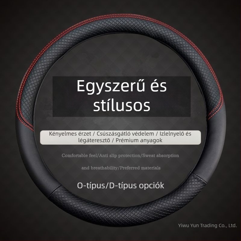 Bőrkormánykerék borítás, csúszásmentes és légáteresztő, négyévszakos univerzális, 39 cm átmérőjű, könnyű