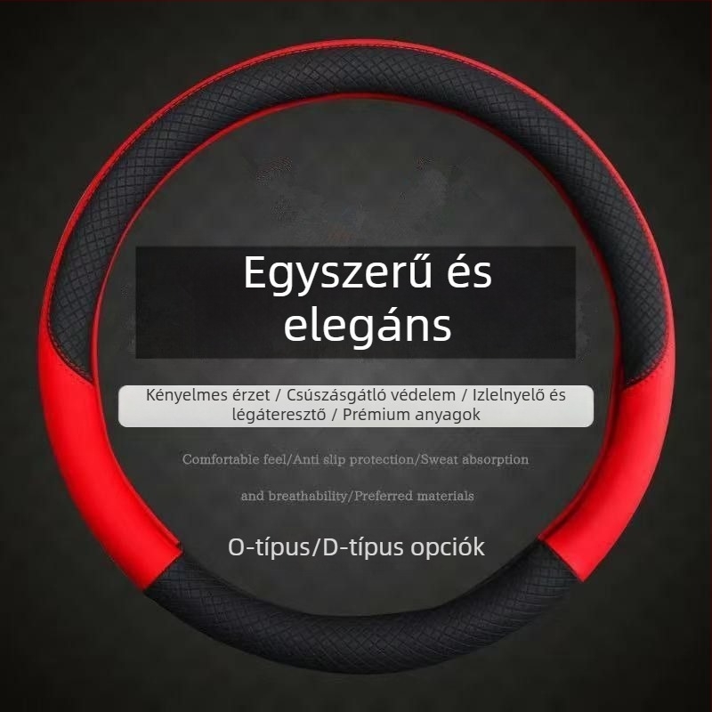 Bőrkormánykerék borítás, csúszásmentes és légáteresztő, négyévszakos univerzális, 39 cm átmérőjű, könnyű