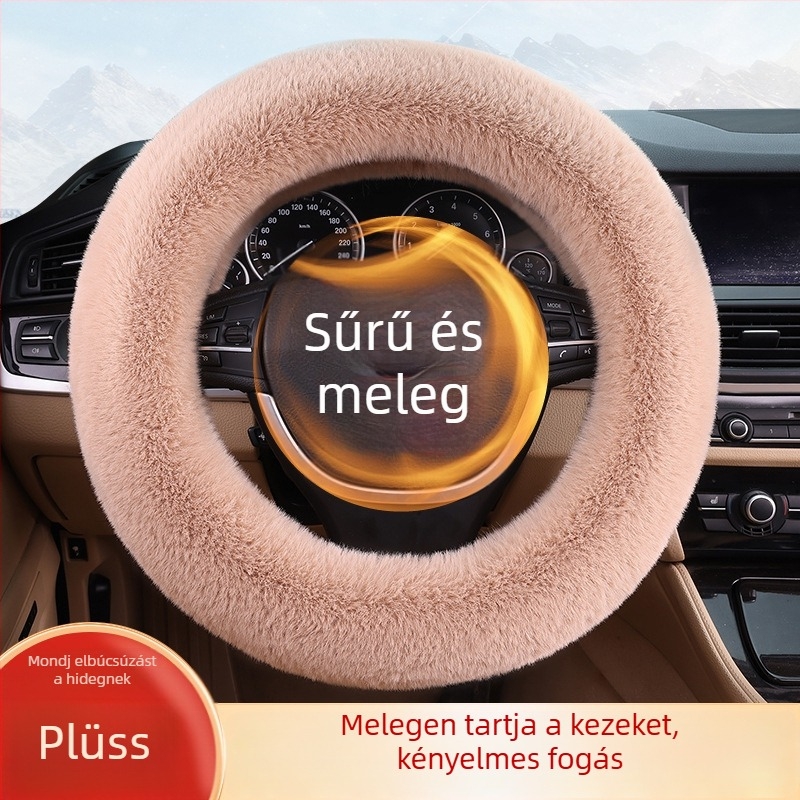 Volánvédő téli rövid plüss, csúszásmentes, univerzális illesztés, egyszerű stílus