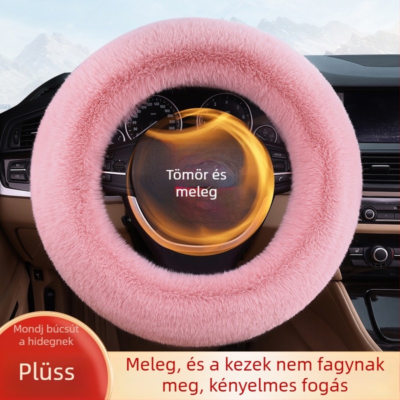 Volánvédő téli rövid plüss, csúszásmentes, univerzális illesztés, egyszerű stílus