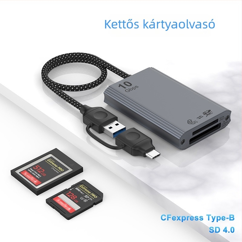 CFexpress Type-A kártyaolvasó USB 3.2, 10Gbps, CF/SD/TF/MicroSD támogatott, Alumínium ötvözet burkolat
