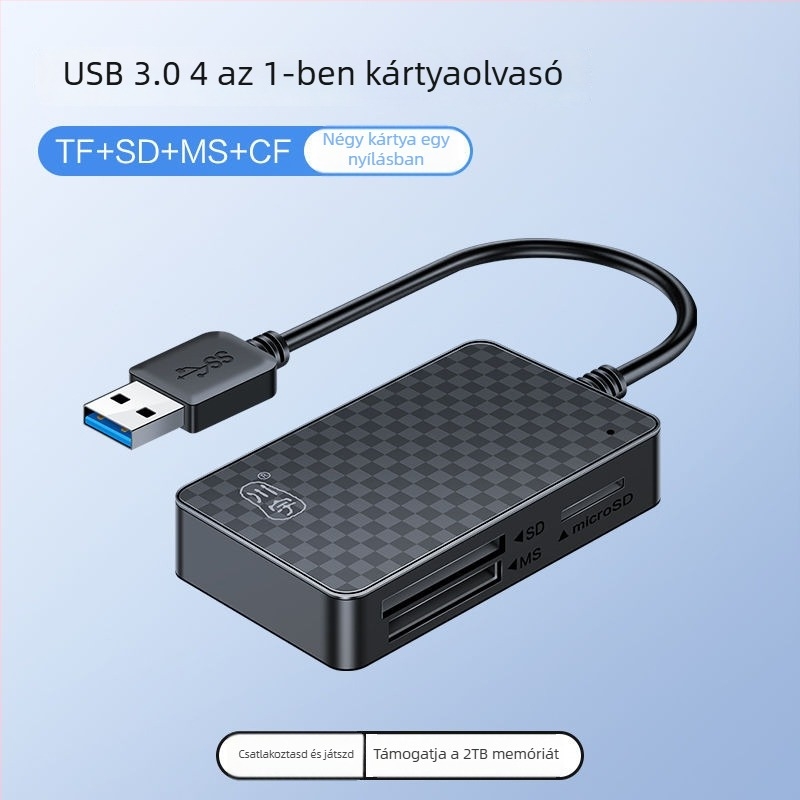 OTG Kártyaolvasó USB 3.0 gyors átvitellel, Type-C és USB 2.0 interfészek, TF kártya támogatás