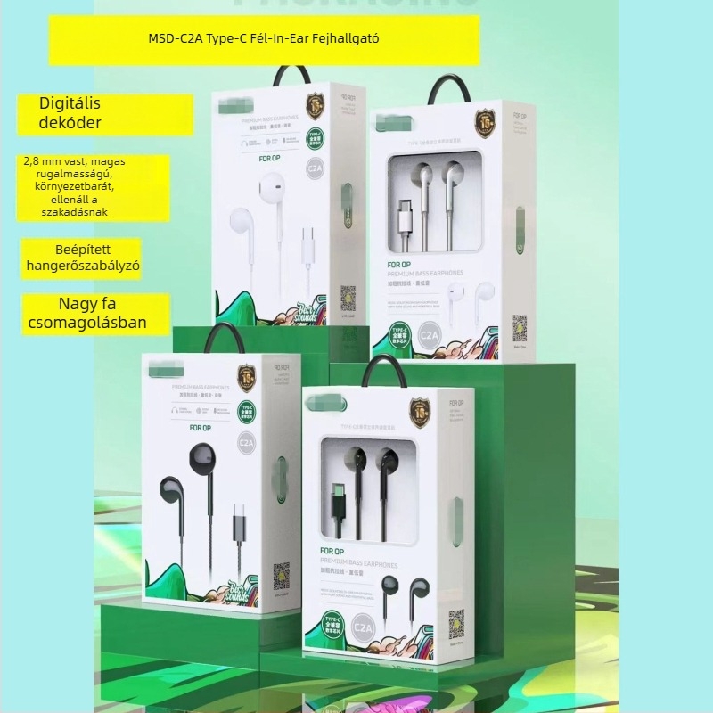 Type-C fülhallgató digitális dekóddal Huawei Android telefonokra (LC-C80, dinamikus meghajtó, vezetékes, 1,2 m, 135 dB)