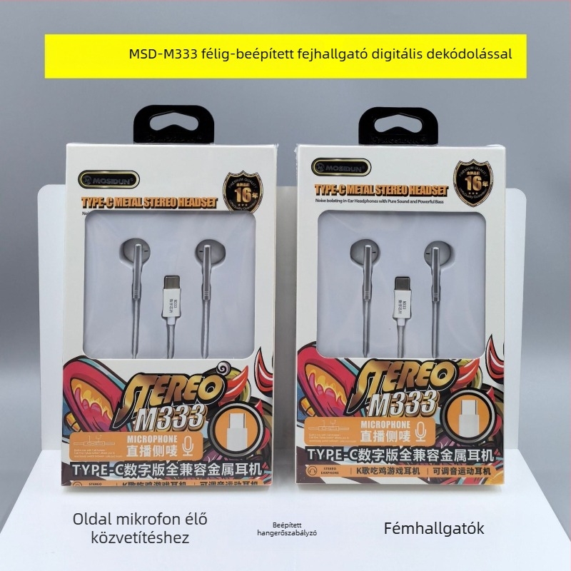 Type-C fülhallgató digitális dekóddal Huawei Android telefonokra (LC-C80, dinamikus meghajtó, vezetékes, 1,2 m, 135 dB)