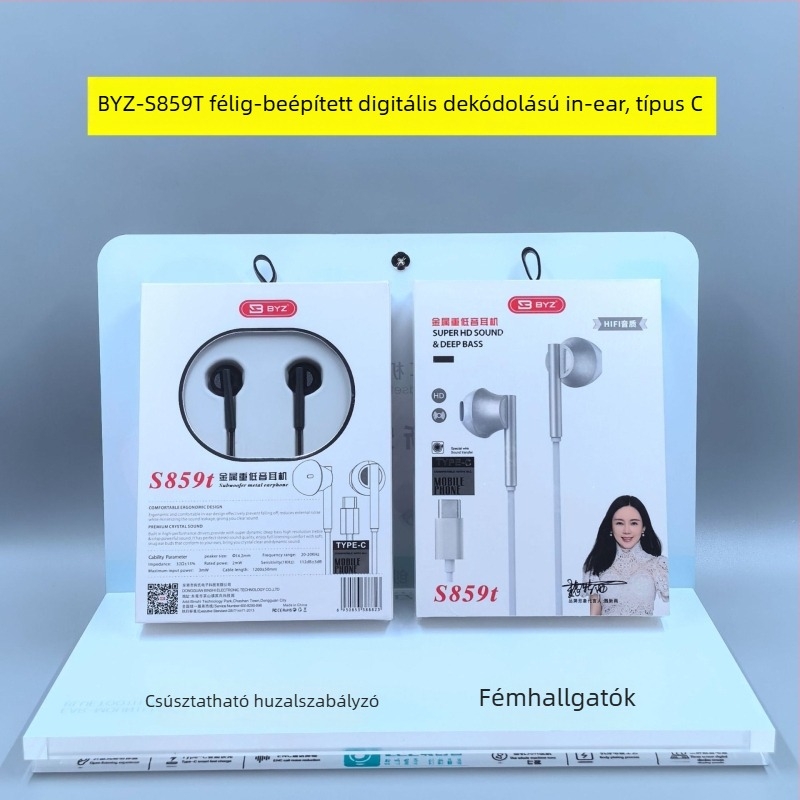 Type-C fülhallgató digitális dekóddal Huawei Android telefonokra (LC-C80, dinamikus meghajtó, vezetékes, 1,2 m, 135 dB)