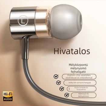 Type-C csatlakozós fülhallgató, vezetékes, 1,2 m hosszú kábel, erős basszus, zajszűrés, modell F5-11