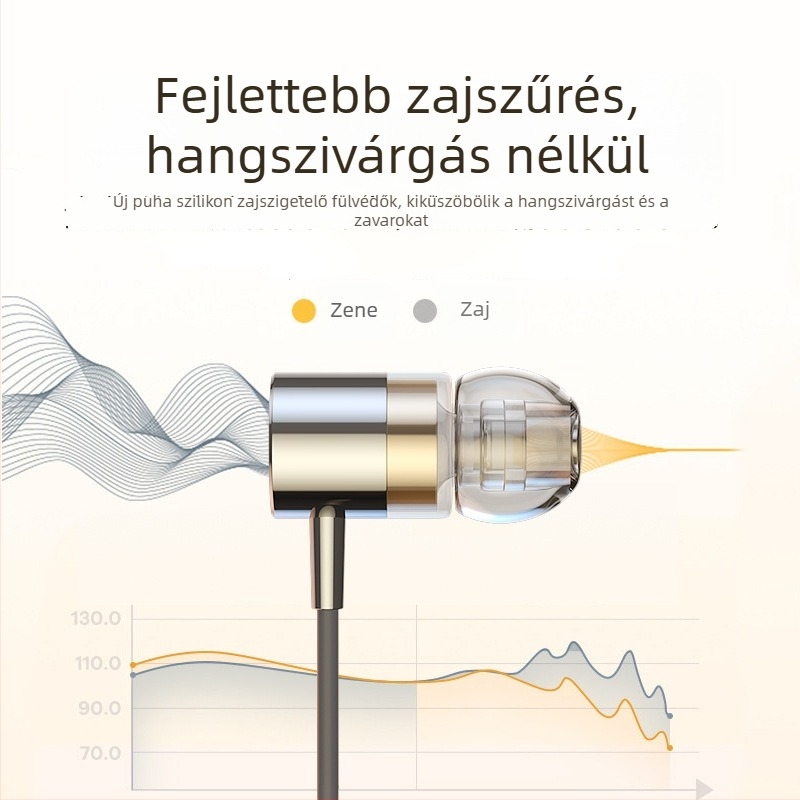 Type-C csatlakozós fülhallgató, vezetékes, 1,2 m hosszú kábel, erős basszus, zajszűrés, modell F5-11