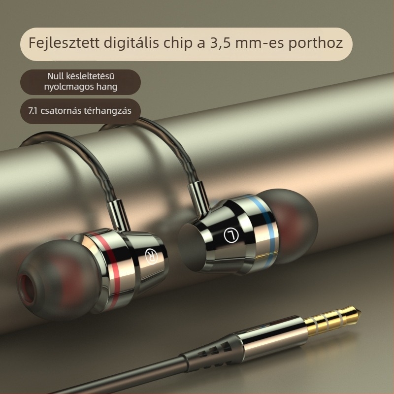 Type-C csatlakozós fülhallgató, vezetékes, 1,2 m hosszú kábel, erős basszus, zajszűrés, modell F5-11