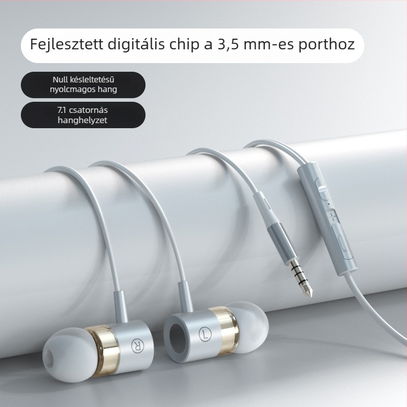 Type-C csatlakozós fülhallgató, vezetékes, 1,2 m hosszú kábel, erős basszus, zajszűrés, modell F5-11