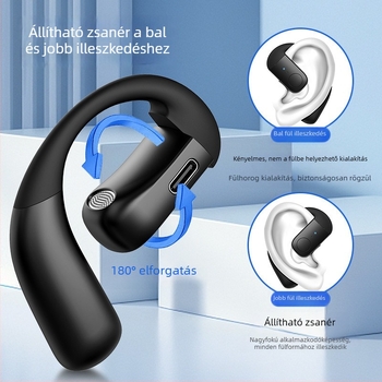 F22 Vezeték nélküli Bluetooth fejhallgató, 2024-es új modell, csontvezetéses technológiával, nem belső fültartó, ultra hosszú akkumulátor-üzemidő, hordozható bal vagy jobb fülön, vezetéshez