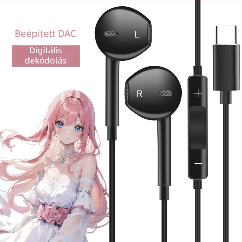 Vezetékes In-Ear fülhallgató 14,2 mm meghajtókkal, beépített mikrofon, 3,5 mm csatlakozó, 1,2 m kábel