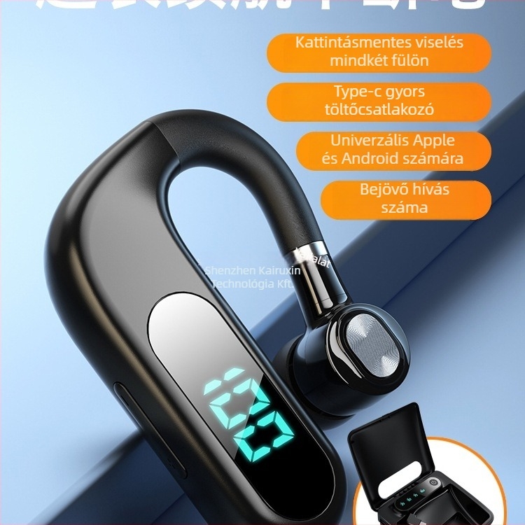 Bluetooth fejhallgató fülre akasztóval, sztereó, Huawei chipset, Bluetooth 2.0, akár 4 óra üzemidő