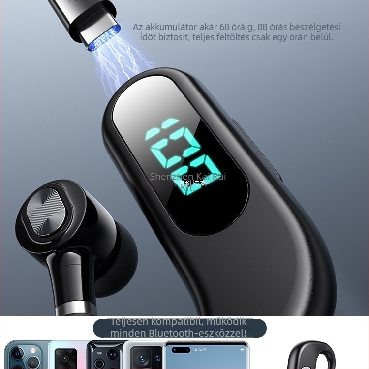 Bluetooth fejhallgató fülre akasztóval, sztereó, Huawei chipset, Bluetooth 2.0, akár 4 óra üzemidő