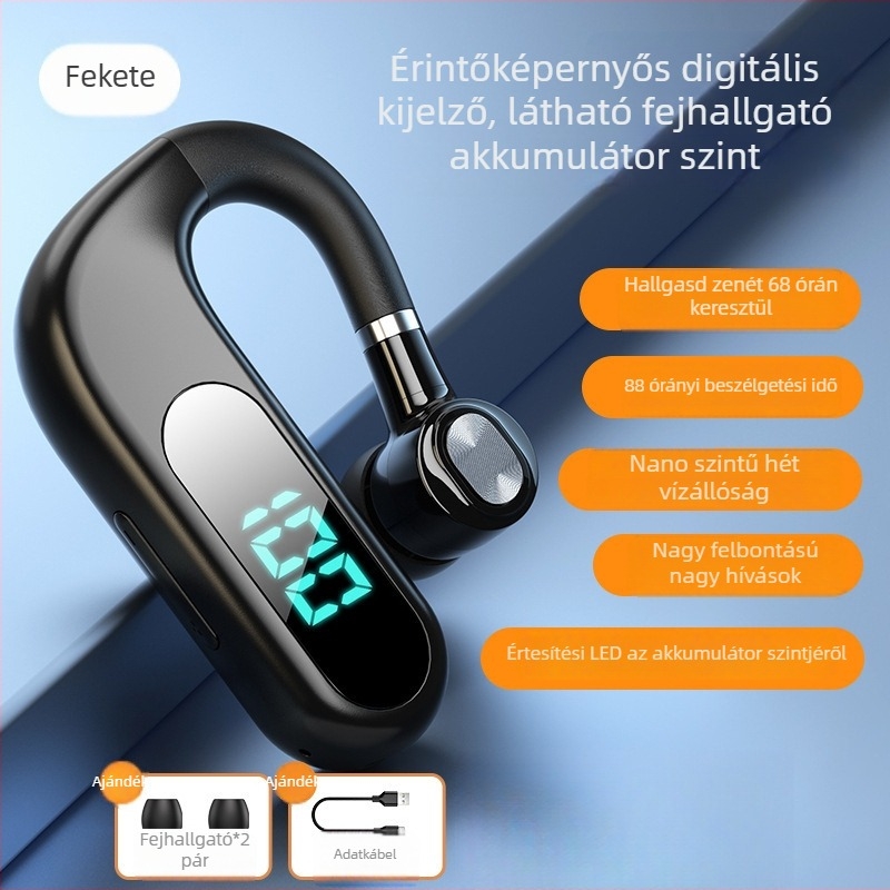 Bluetooth fejhallgató fülre akasztóval, sztereó, Huawei chipset, Bluetooth 2.0, akár 4 óra üzemidő