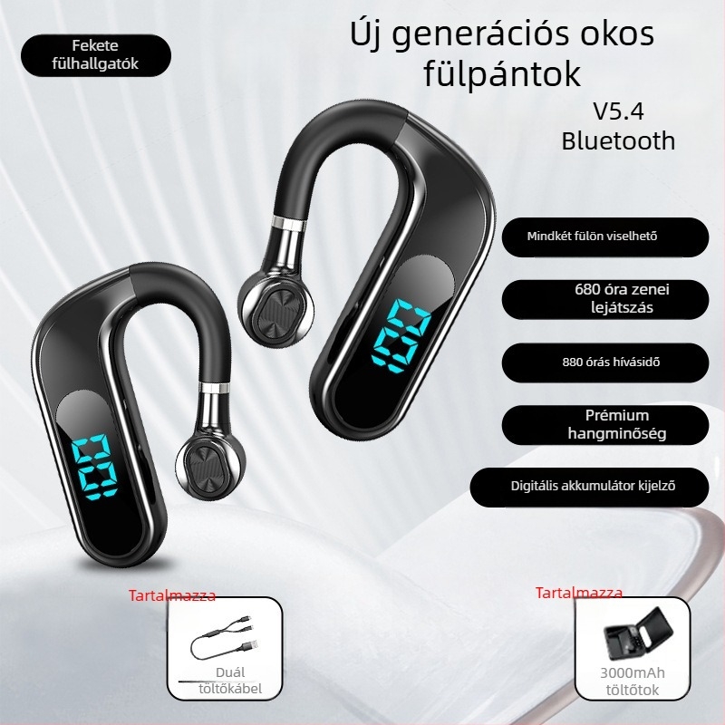 Bluetooth fejhallgató fülre akasztóval, sztereó, Huawei chipset, Bluetooth 2.0, akár 4 óra üzemidő
