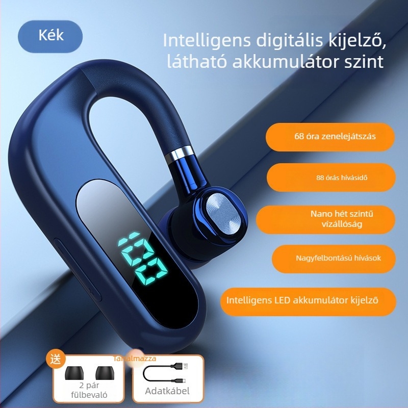 Bluetooth fejhallgató fülre akasztóval, sztereó, Huawei chipset, Bluetooth 2.0, akár 4 óra üzemidő