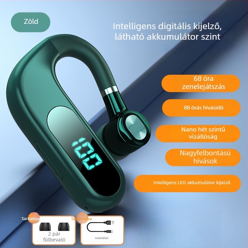 Bluetooth fejhallgató fülre akasztóval, sztereó, Huawei chipset, Bluetooth 2.0, akár 4 óra üzemidő