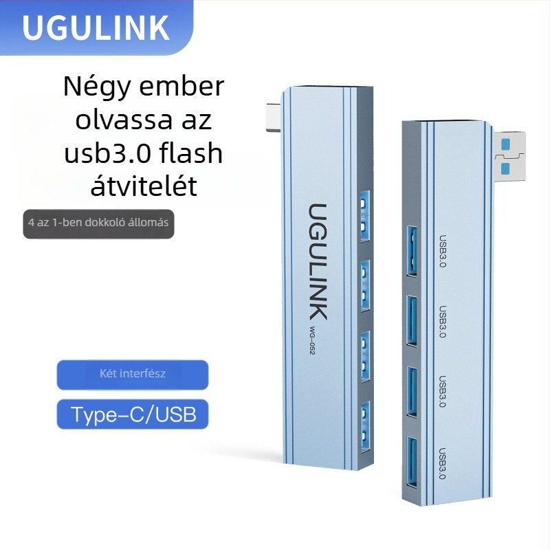 WG Type-C USB-hub négy USB 3.0 porttal — USB 3.0 interfész, 3.0 átviteli sebesség, külső tápellátás nélkül