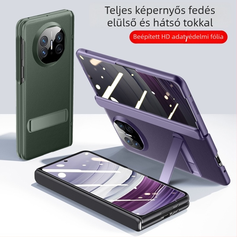 Huawei Mate X5 műbőr flip tok – minimalistás üzleti stílus, ütésálló, hőelvezetés, kopásálló, ujjlenyomat-mentes, fekete