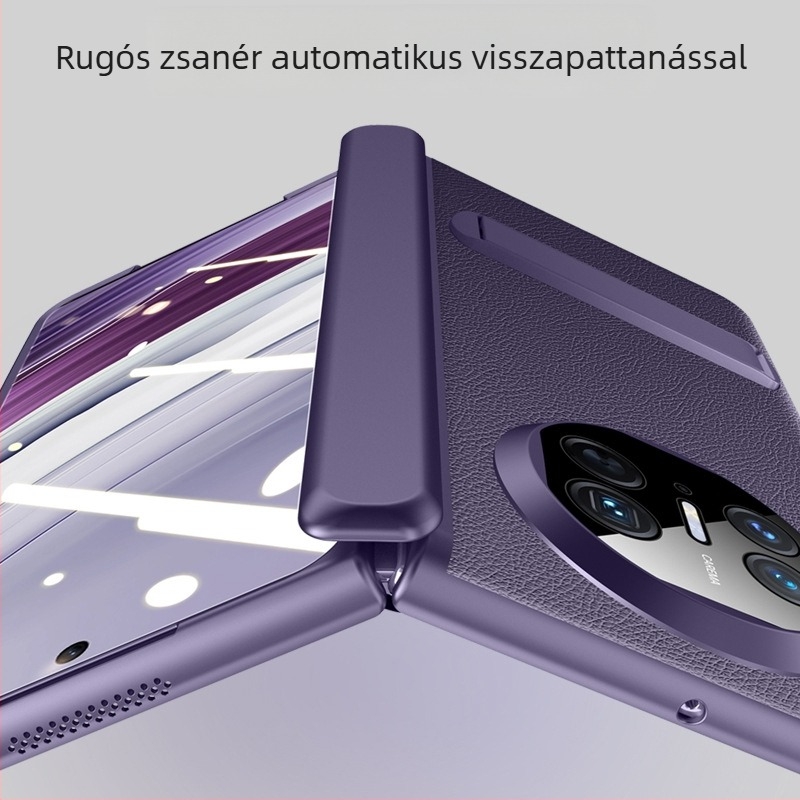 Huawei Mate X5 műbőr flip tok – minimalistás üzleti stílus, ütésálló, hőelvezetés, kopásálló, ujjlenyomat-mentes, fekete