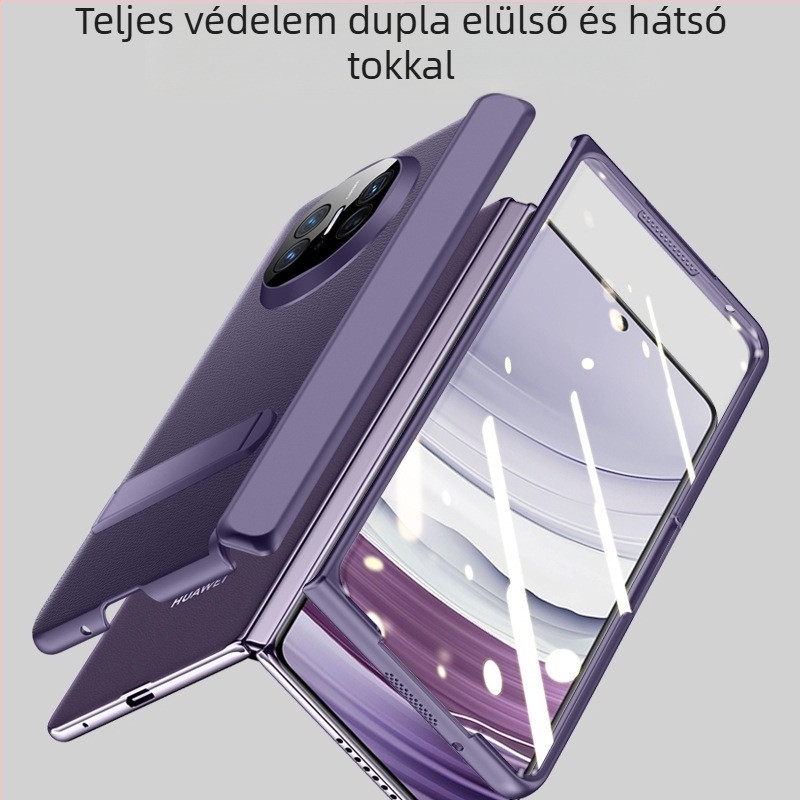 Huawei Mate X5 műbőr flip tok – minimalistás üzleti stílus, ütésálló, hőelvezetés, kopásálló, ujjlenyomat-mentes, fekete