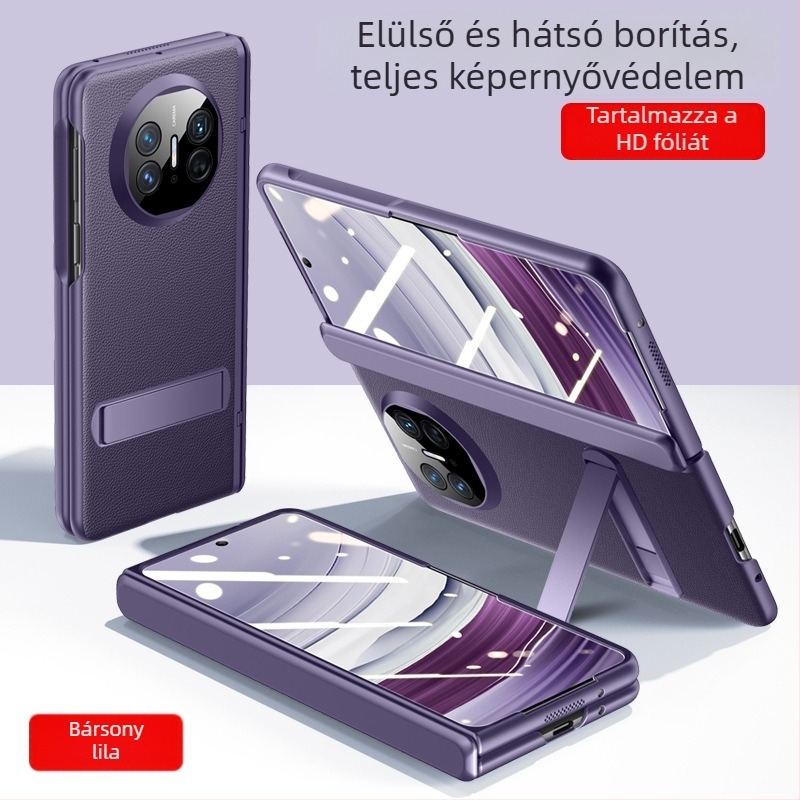 Huawei Mate X5 műbőr flip tok – minimalistás üzleti stílus, ütésálló, hőelvezetés, kopásálló, ujjlenyomat-mentes, fekete