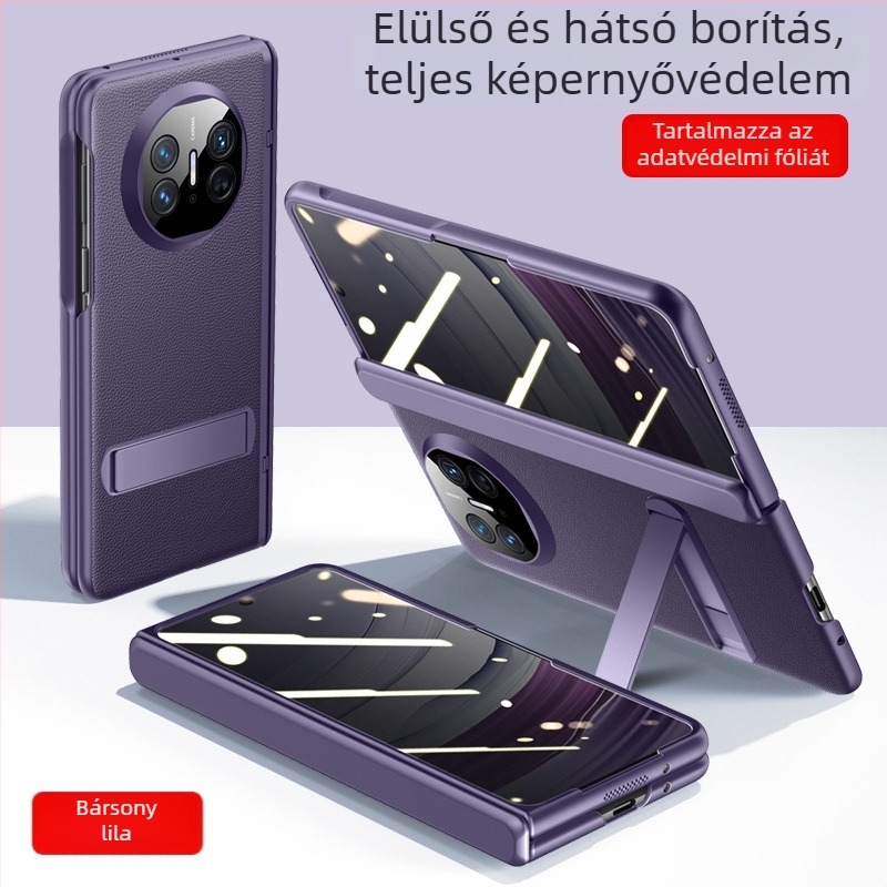 Huawei Mate X5 műbőr flip tok – minimalistás üzleti stílus, ütésálló, hőelvezetés, kopásálló, ujjlenyomat-mentes, fekete