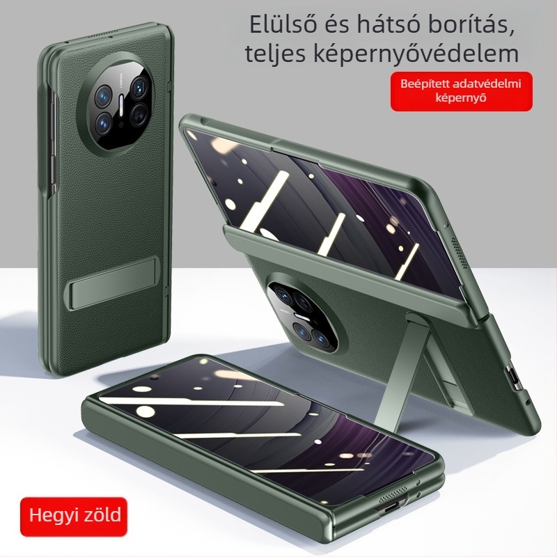 Huawei Mate X5 műbőr flip tok – minimalistás üzleti stílus, ütésálló, hőelvezetés, kopásálló, ujjlenyomat-mentes, fekete