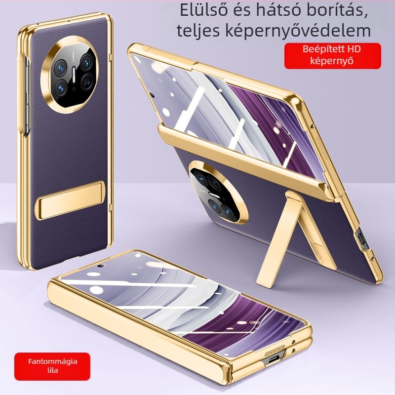 Huawei Mate X5 műbőr flip tok – minimalistás üzleti stílus, ütésálló, hőelvezetés, kopásálló, ujjlenyomat-mentes, fekete