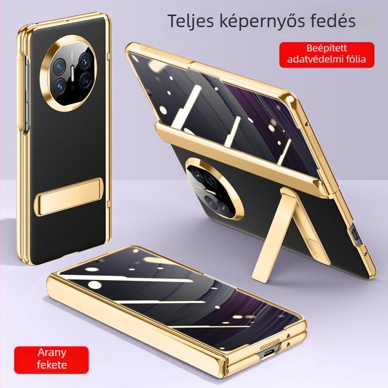 Huawei Mate X5 műbőr flip tok – minimalistás üzleti stílus, ütésálló, hőelvezetés, kopásálló, ujjlenyomat-mentes, fekete