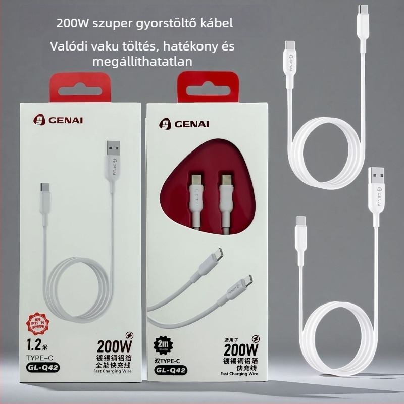 Gona gyorstöltés USB-C adatkábel, 2 m, iPhone 17, Android, Honor, Vivo, Huawei