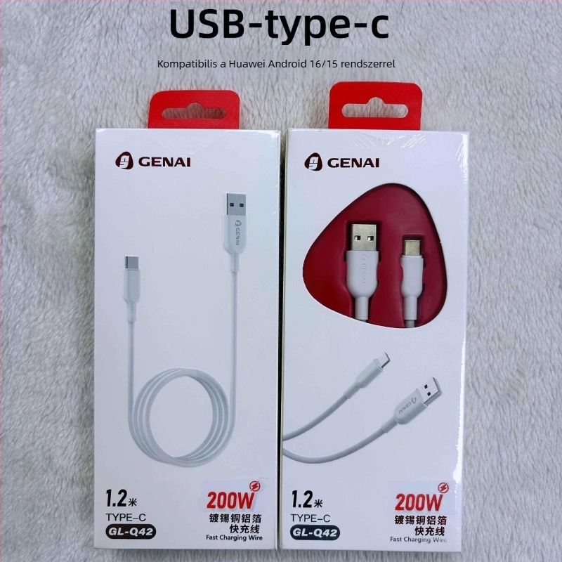 Gona gyorstöltés USB-C adatkábel, 2 m, iPhone 17, Android, Honor, Vivo, Huawei