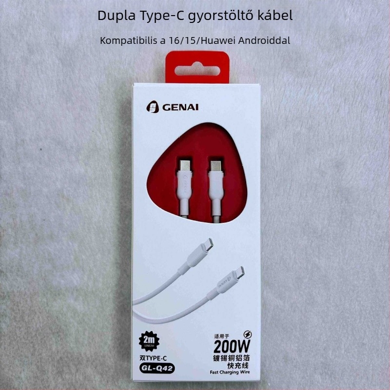 Gona gyorstöltés USB-C adatkábel, 2 m, iPhone 17, Android, Honor, Vivo, Huawei