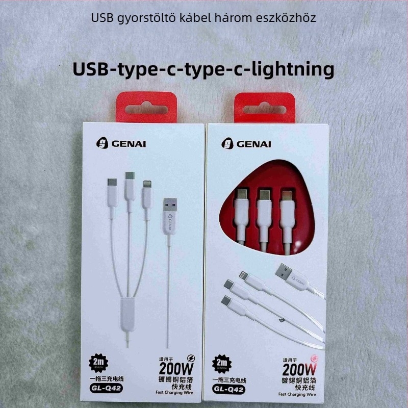 Gona gyorstöltés USB-C adatkábel, 2 m, iPhone 17, Android, Honor, Vivo, Huawei