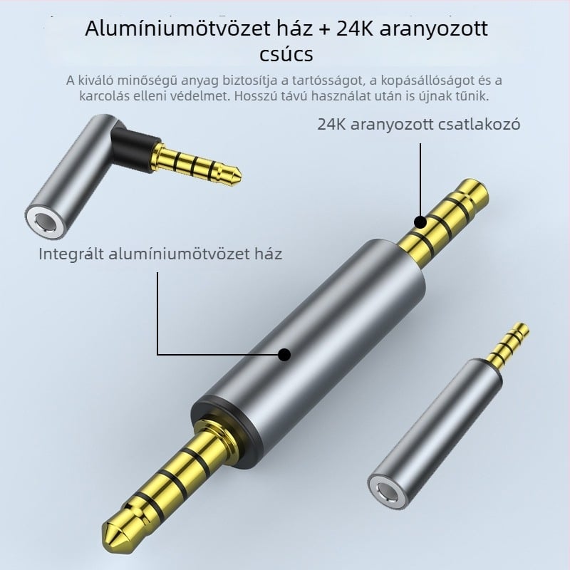 3,5 mm-es férfi–női audió hosszabbító, aranyozott