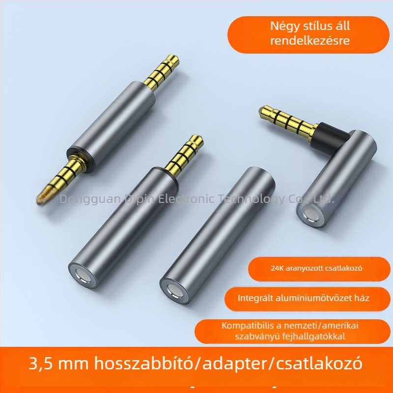3,5 mm-es férfi–női audió hosszabbító, aranyozott