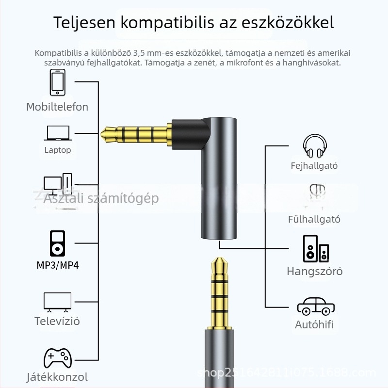 3,5 mm-es férfi–női audió hosszabbító, aranyozott